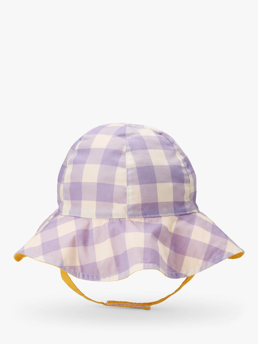 Small Stuff Kids' Gingham/Block Reversible Floppy Hat, Lilac/Multi, One Size