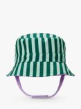 Small Stuff Kids' Canvas Stripe/Colour Block Reversible Bucket Hat, Green/Multi