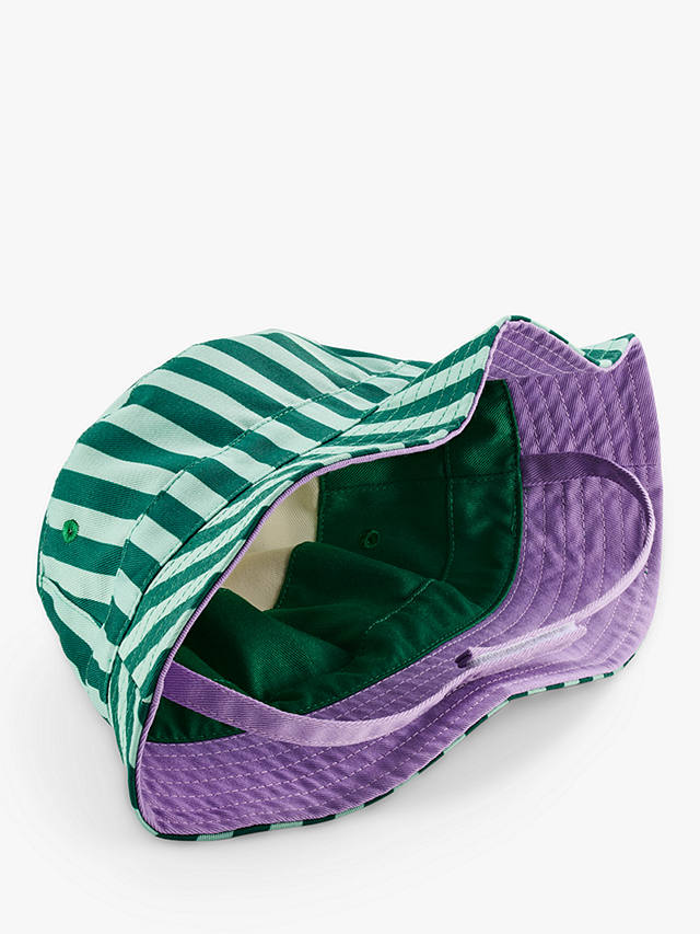 Small Stuff Kids' Canvas Stripe/Colour Block Reversible Bucket Hat, Green/Multi