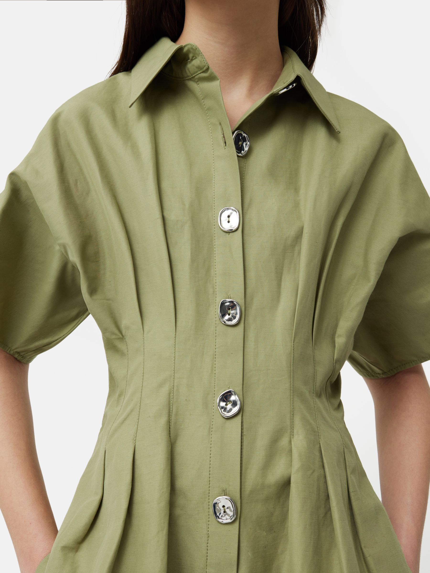 Buy Jigsaw Stitched Pleat Midi Dress, Green Online at johnlewis.com