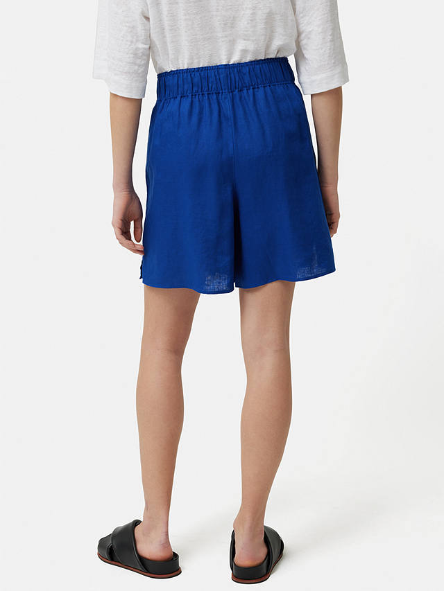 Jigsaw Elastic Waist Linen Shorts, Blue