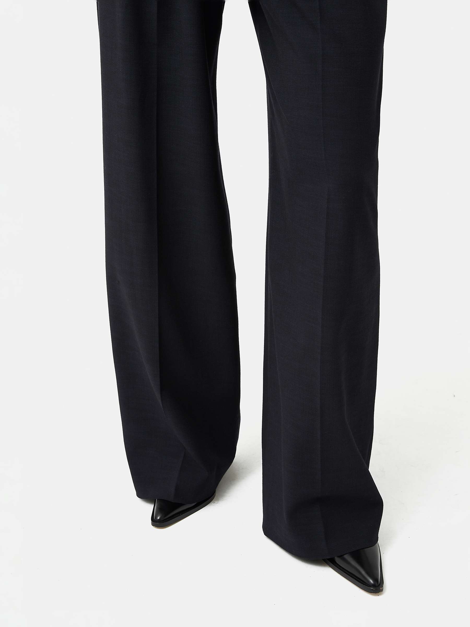 Buy Jigsaw Nik Crosshatch Wide Leg Trousers, Navy Online at johnlewis.com