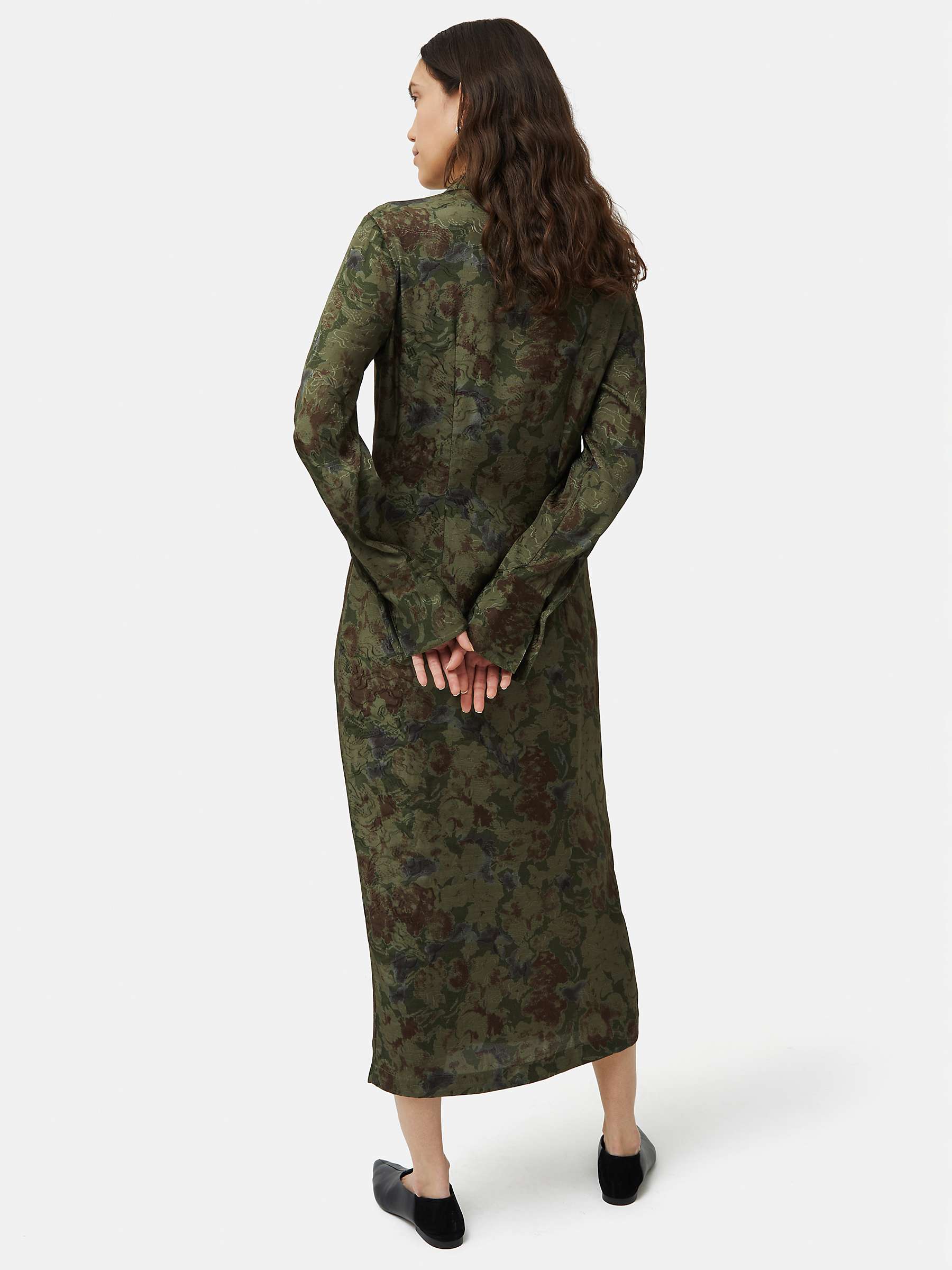 Buy Jigsaw Floral Jacquard Midi Shirt Dress, Dark Green/Multi Online at johnlewis.com