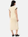 Jigsaw Heavy Crepe Contrast Trim Column Midi Dress, Cream/Black, Cream/Black