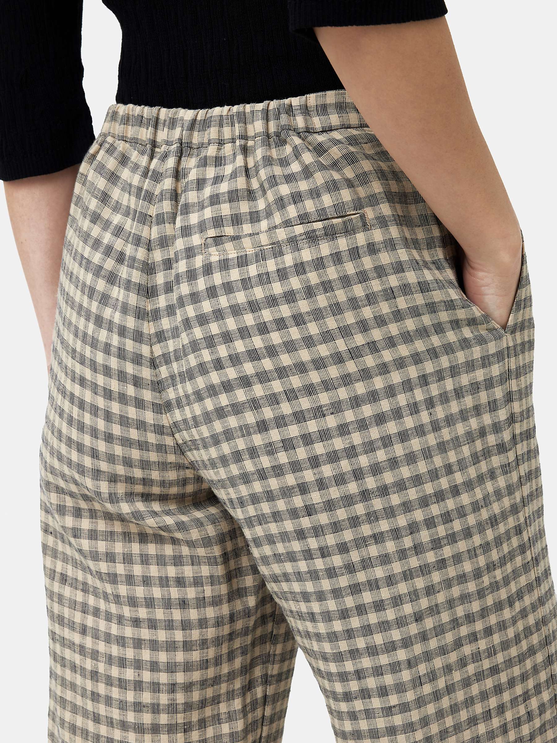 Buy Jigsaw Linen Check Wide Leg Trousers, Beige Online at johnlewis.com