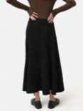 Jigsaw Seam Detail Crepe Midi Skirt, Black