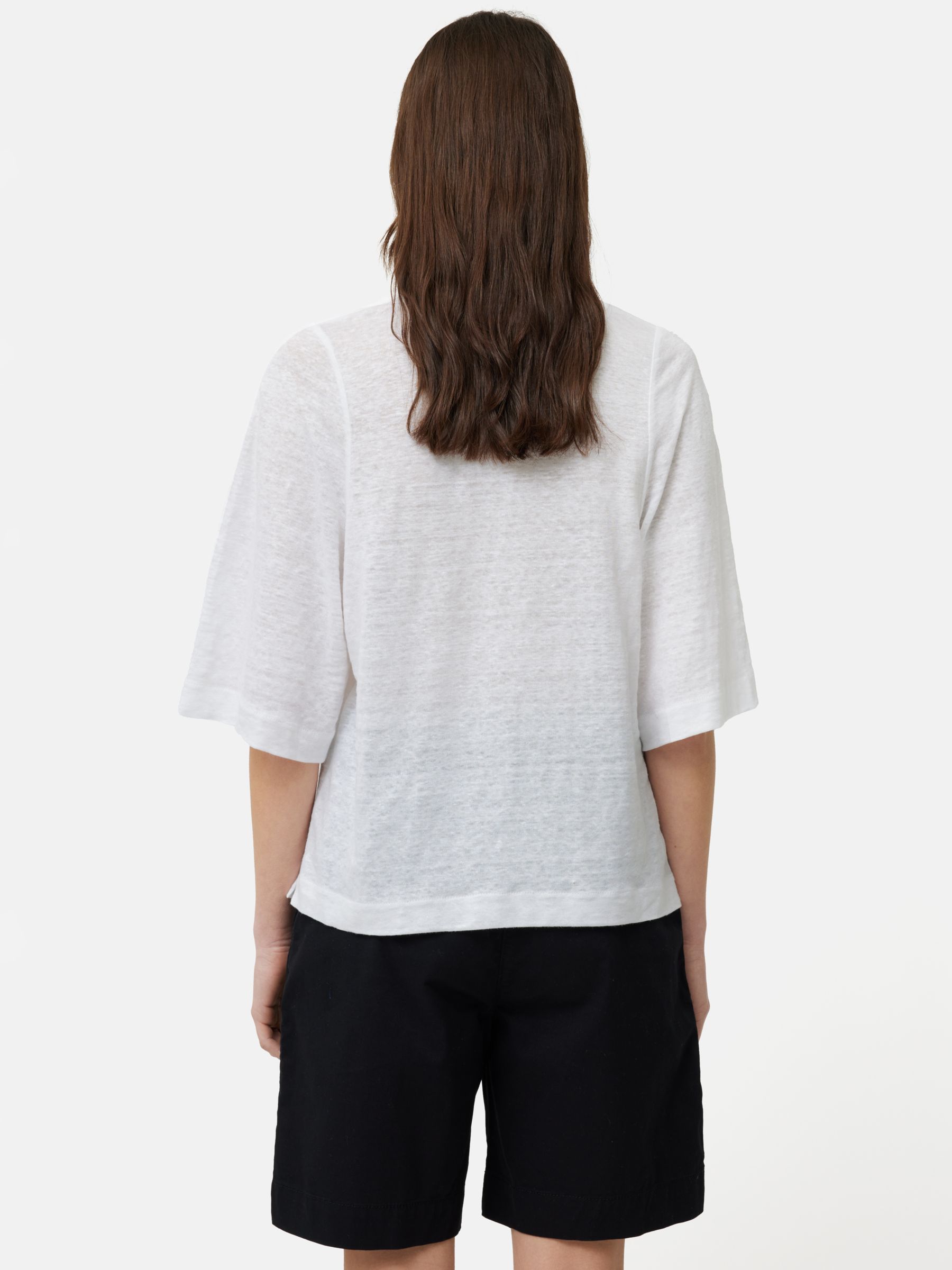 Jigsaw Blythe Half Sleeve Linen T-Shirt, White, XS