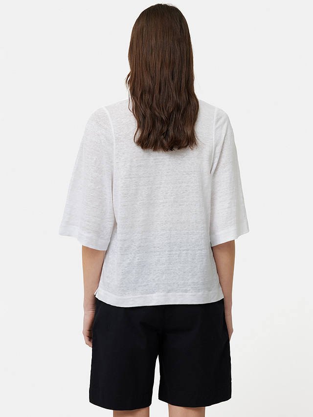 Jigsaw Blythe Half Sleeve Linen T-Shirt, White