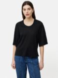 Jigsaw Blythe Half Sleeve Linen T-Shirt, Black