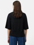 Jigsaw Blythe Half Sleeve Linen T-Shirt, Black