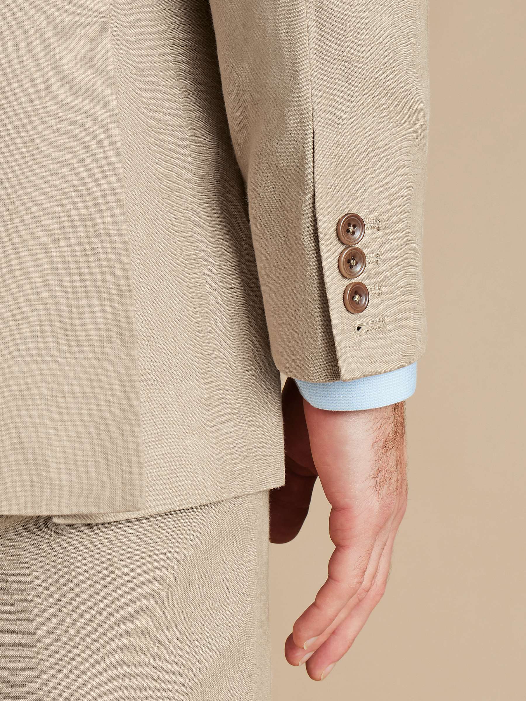 Buy Charles Tyrwhitt Double Breasted Linen Slim Fit Suit Jacket, Taupe Online at johnlewis.com