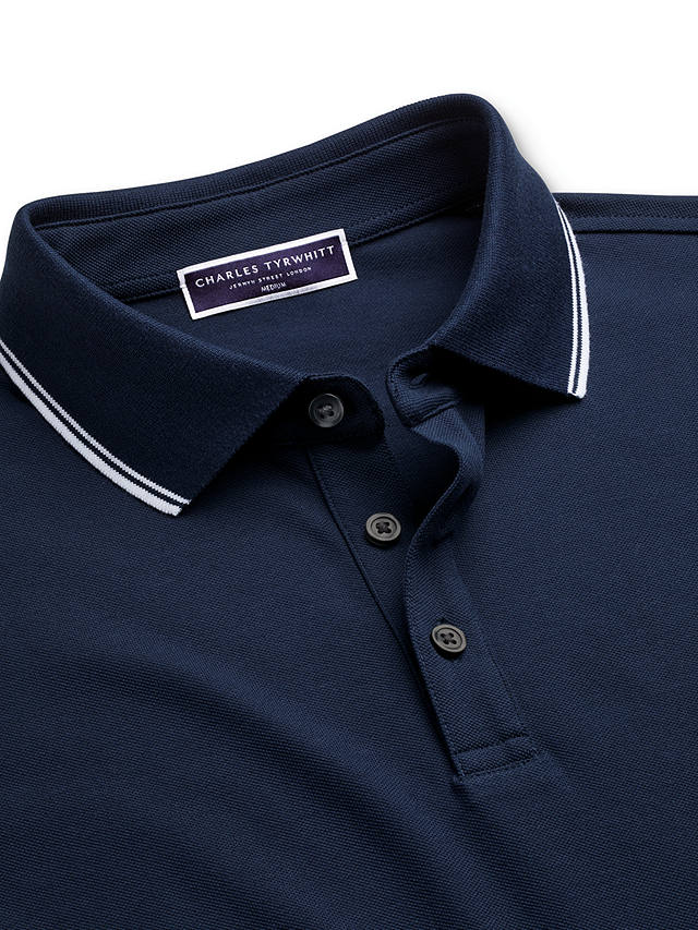 Charles Tyrwhitt Contrast Tipping Short Sleeve Polo Shirt, Navy