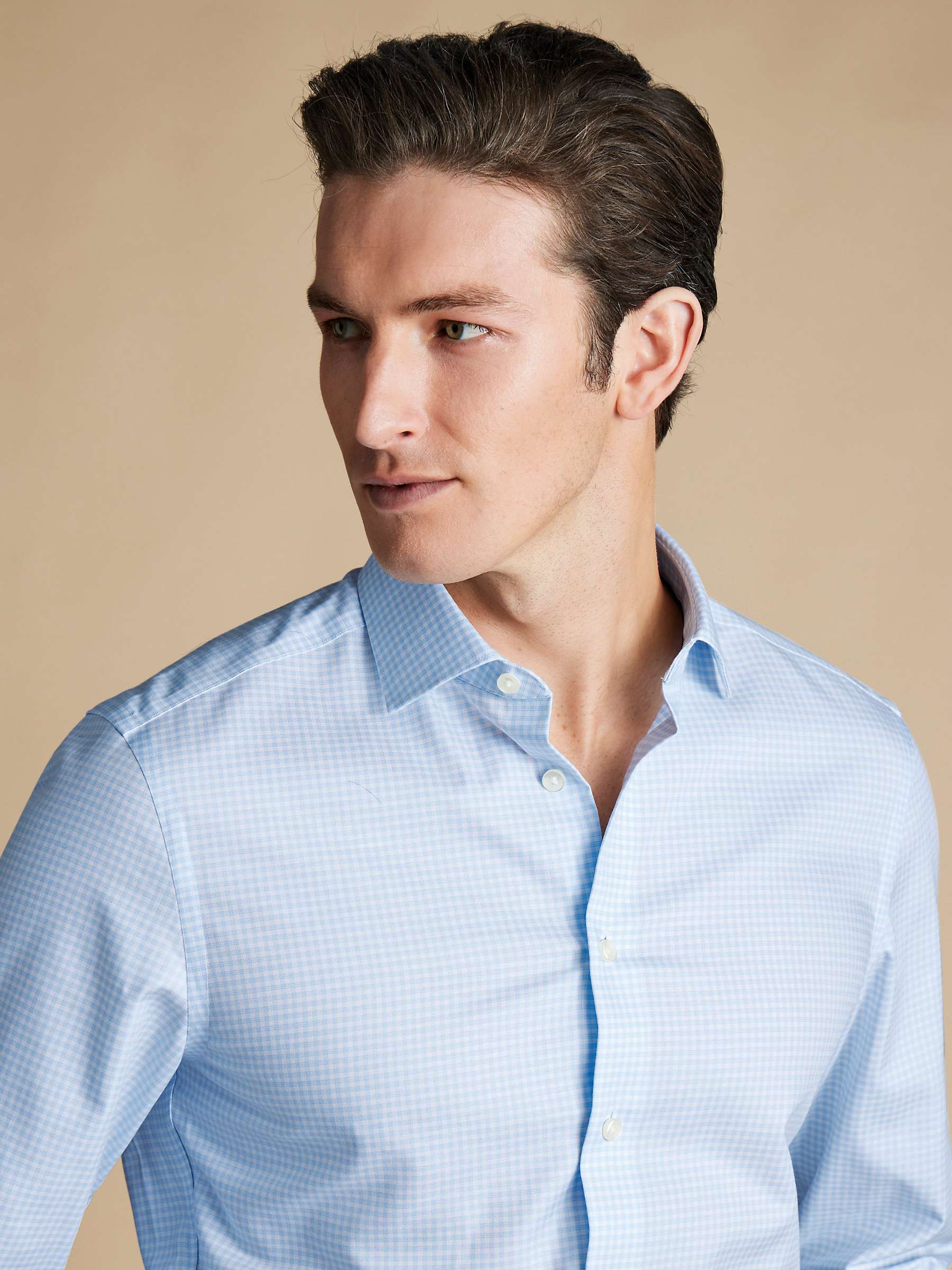 Buy Charles Tyrwhitt Slim Fit Gingham Linen Blend Shirt Online at johnlewis.com