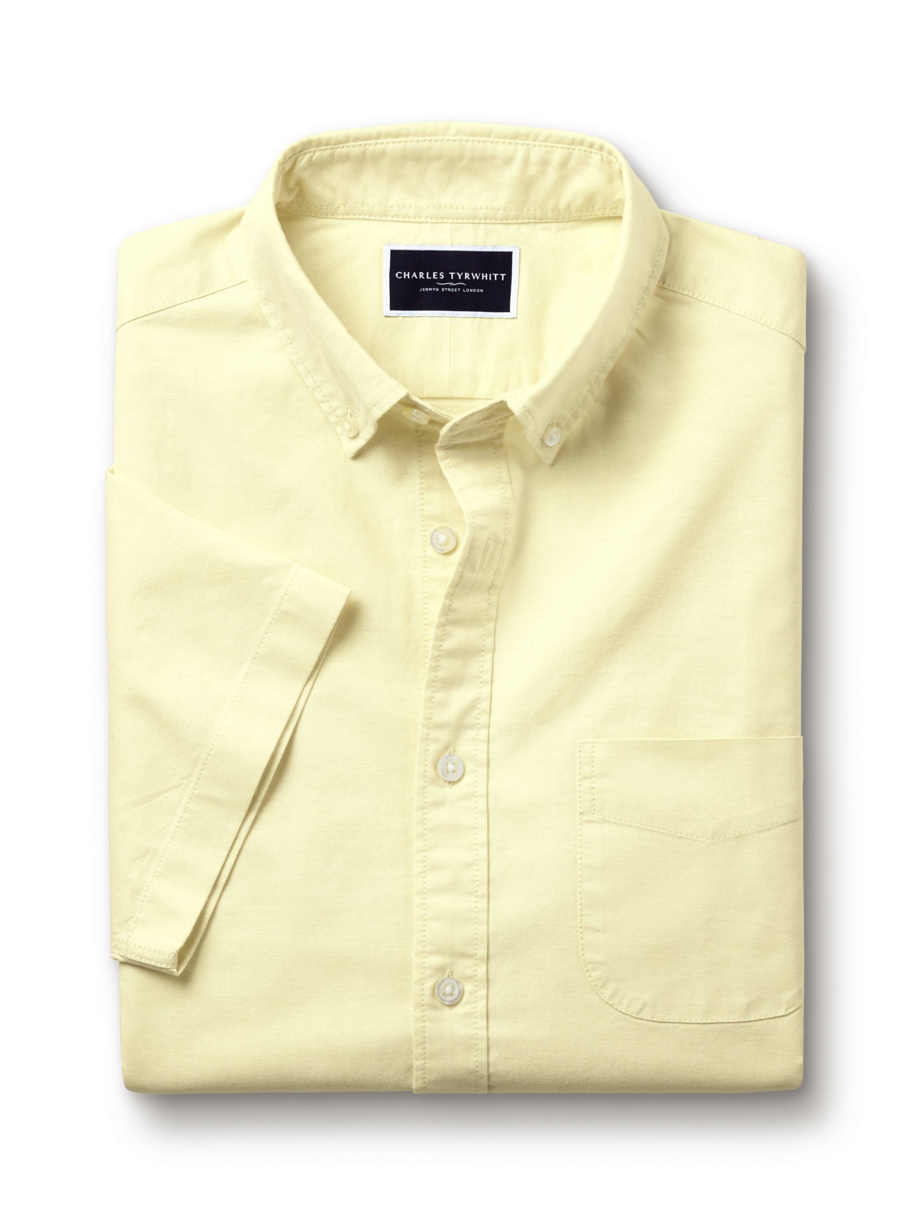 Charles Tyrwhitt Slim Fit Short Sleeve Oxford Shirt, Lemon, M