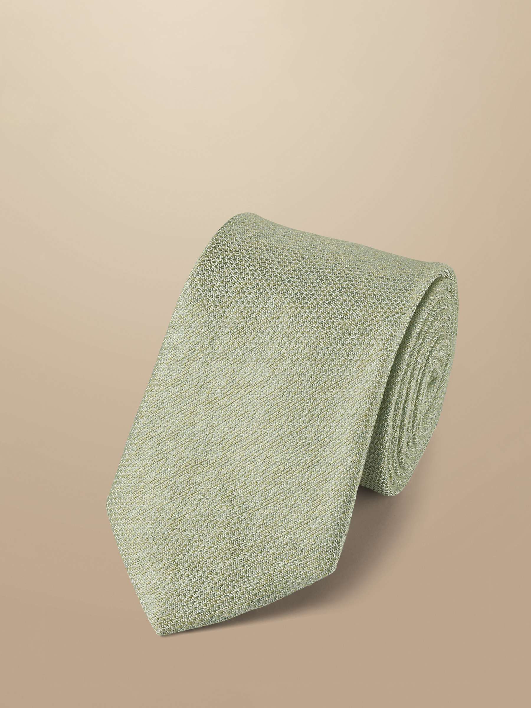 Buy Charles Tyrwhitt Linen and Silk Blend Tie, Light Green Online at johnlewis.com