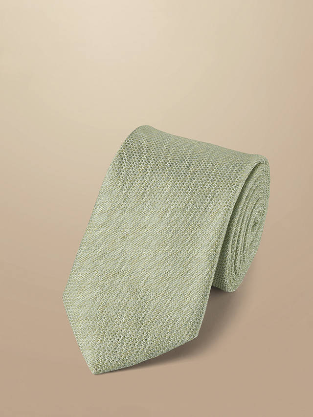 Charles Tyrwhitt Linen and Silk Blend Tie, Light Green