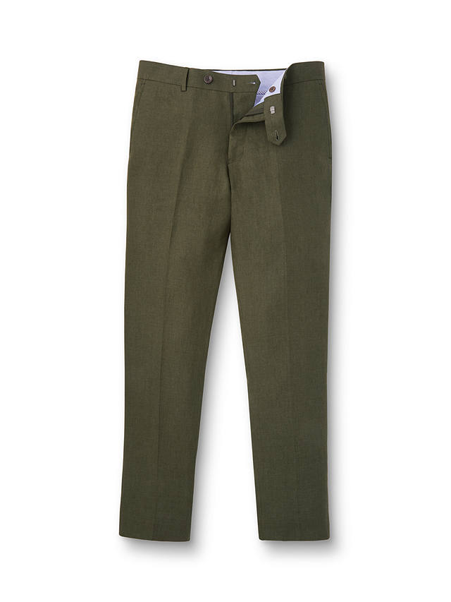 Charles Tyrwhitt Slim Fit Linen Trousers, Olive Green