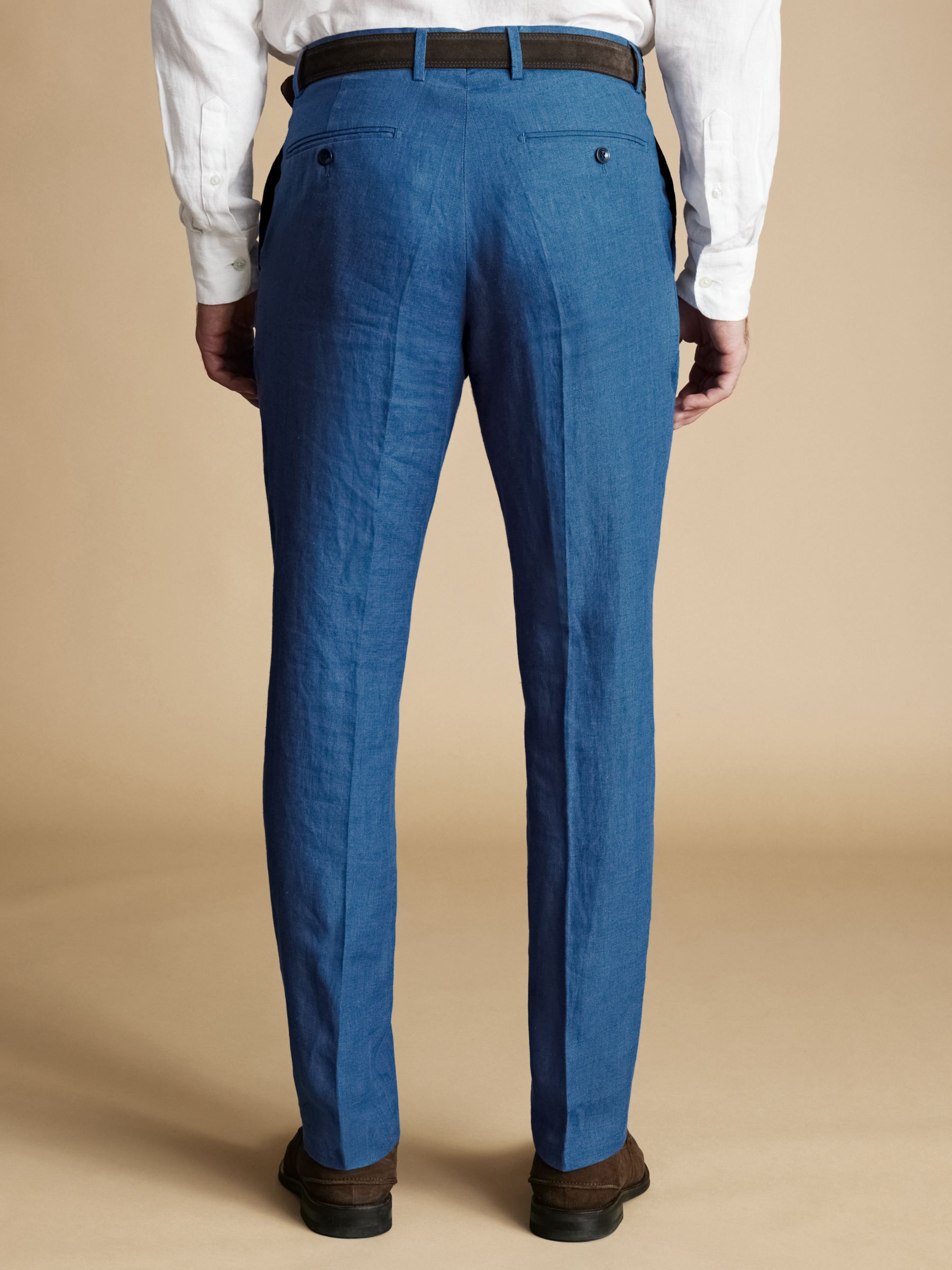 Charles Tyrwhitt Slim Fit Linen Trousers, Royal Blue, 34L