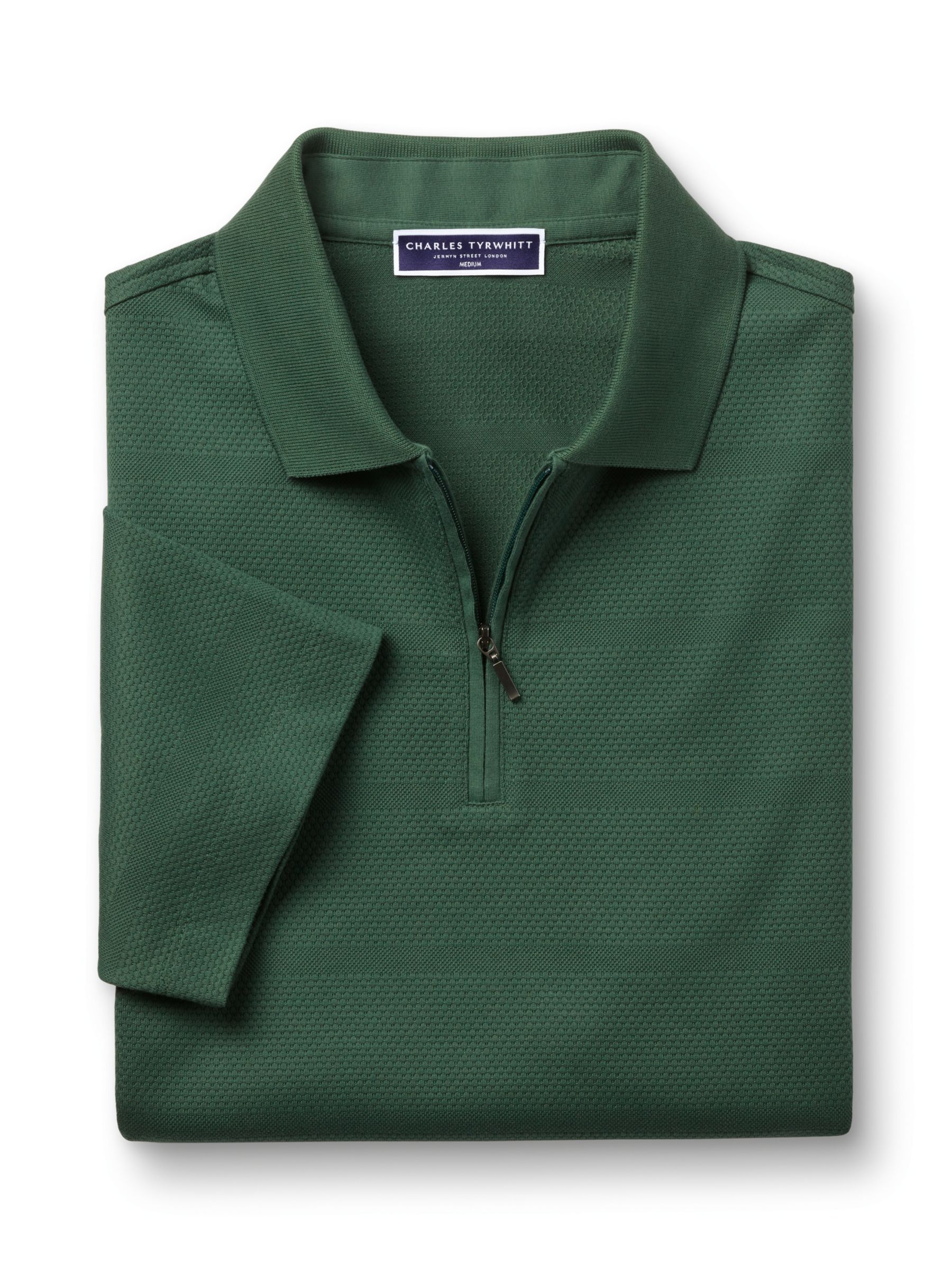 Charles Tyrwhitt Textured Popcorn Stripe Polo Shirt, Green, XL