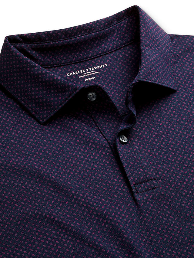 Charles Tyrwhitt Geo Print Short Sleeve Polo Shirt, Navy