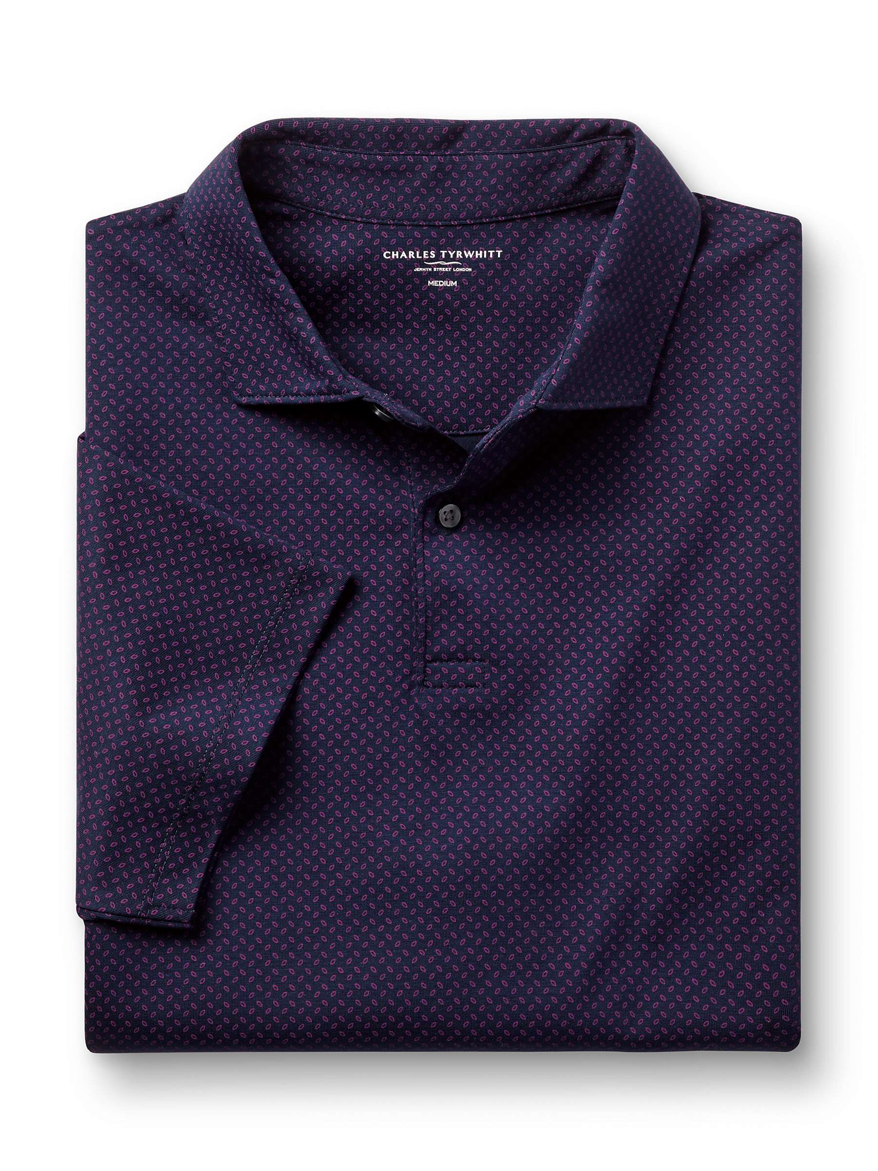 Buy Charles Tyrwhitt Geo Print Short Sleeve Polo Shirt, Navy Online at johnlewis.com