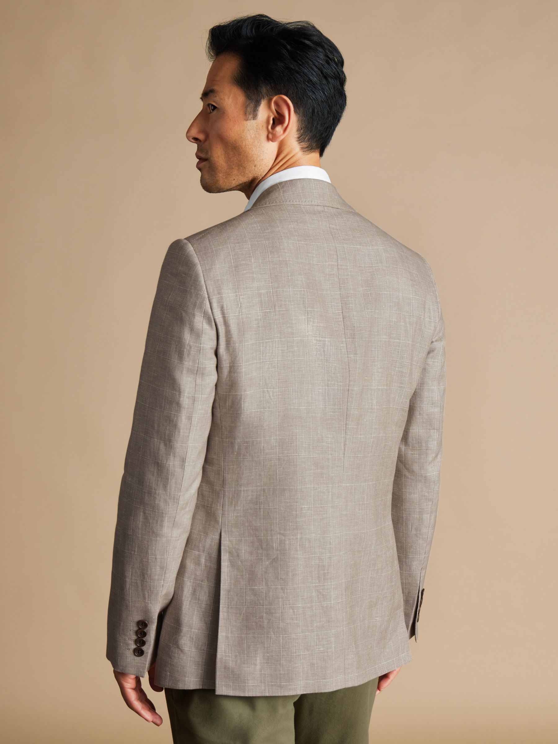 Charles Tyrwhitt Linen and Cotton Blend Slim Fit Blazer, Mocha, 36R