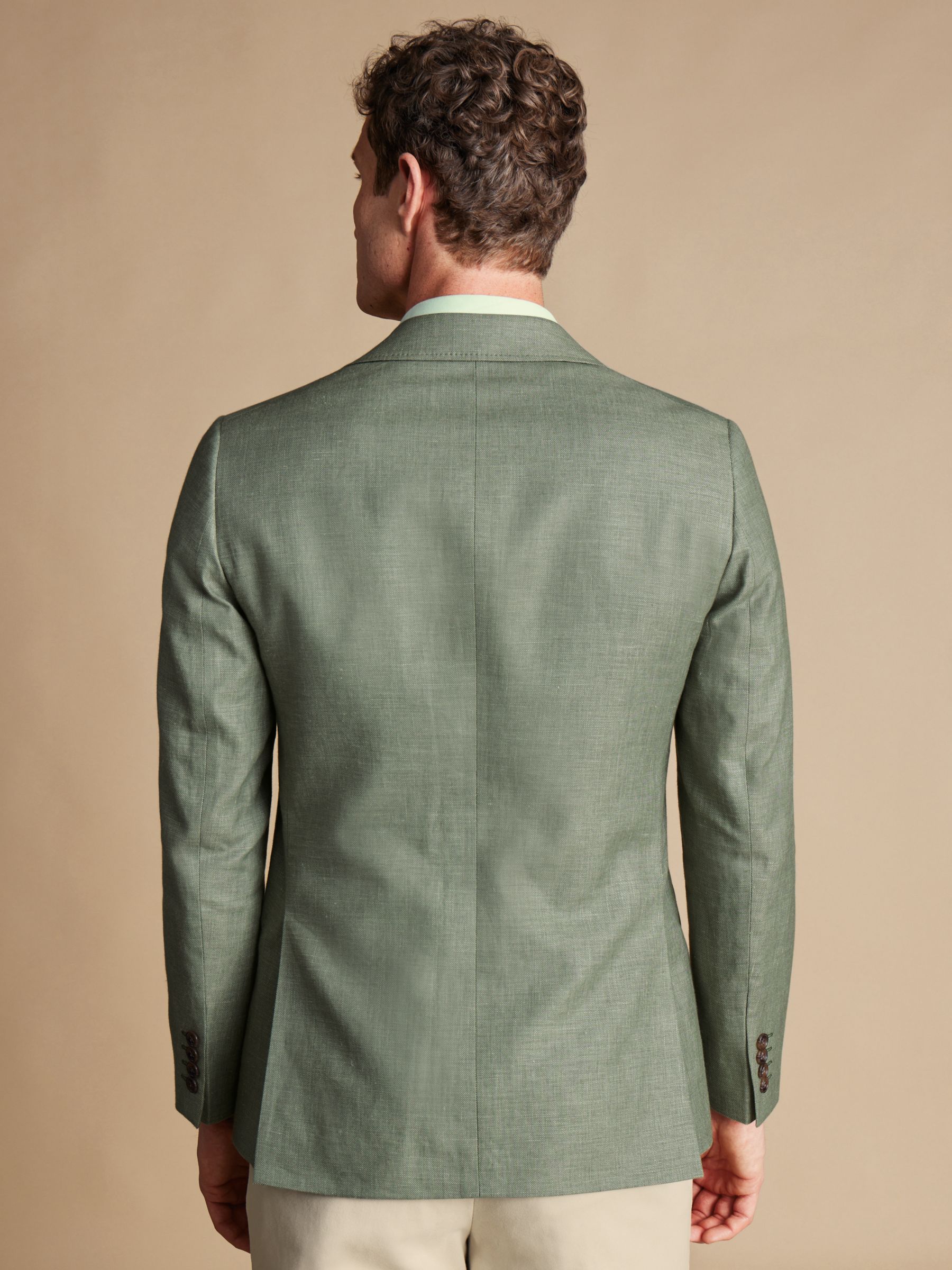 Charles Tyrwhitt Linen and Cotton Blend Slim Fit Blazer, Sage Green, 36R