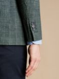 Charles Tyrwhitt Check Wool Linen and Silk Slim Fit Blazer, Sage Green