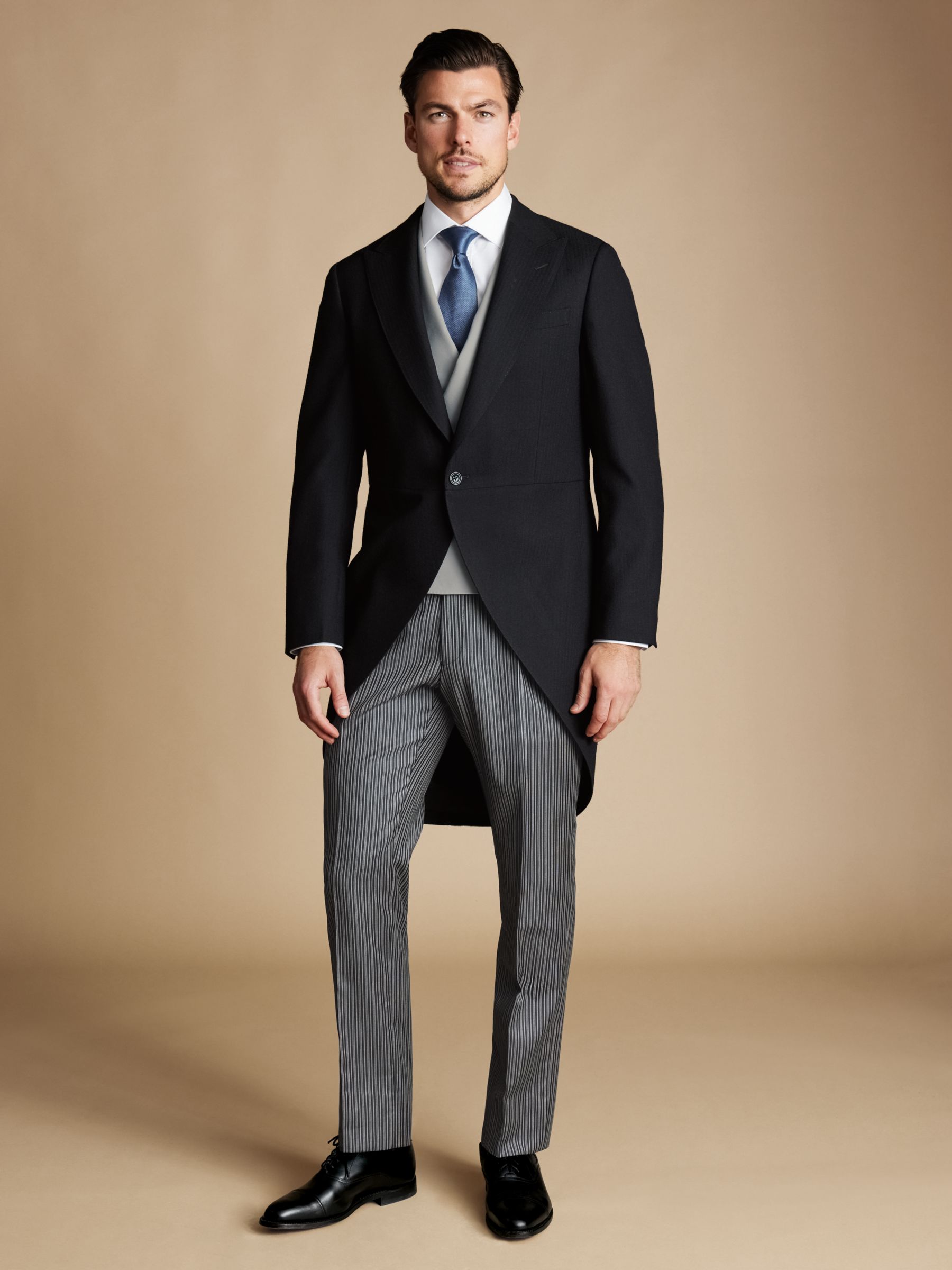 Charles Tyrwhitt Adjustable Slim Fit Morning Suit Wool Waistcoat, Light Grey, 36R