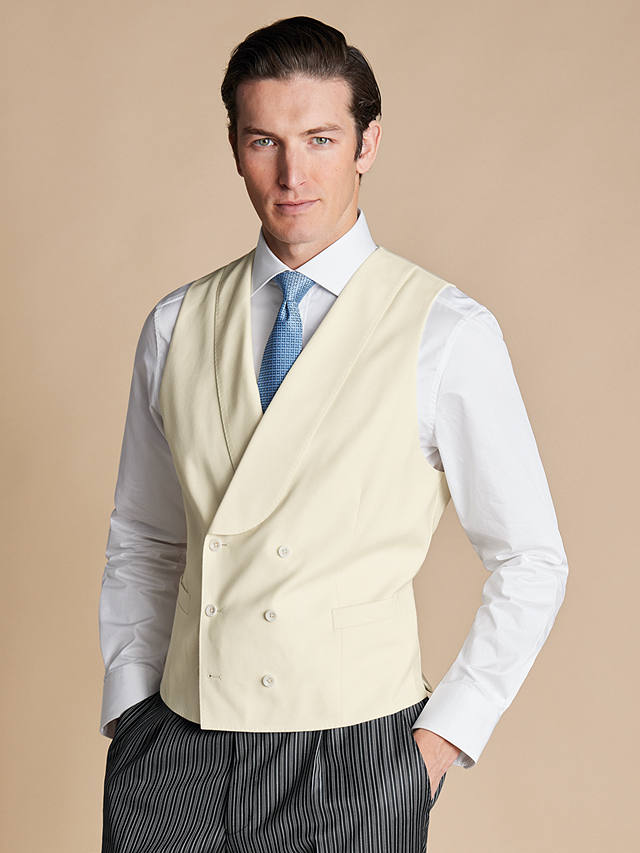 Charles Tyrwhitt Adjustable Slim Fit Morning Suit Wool Waistcoat, Cream