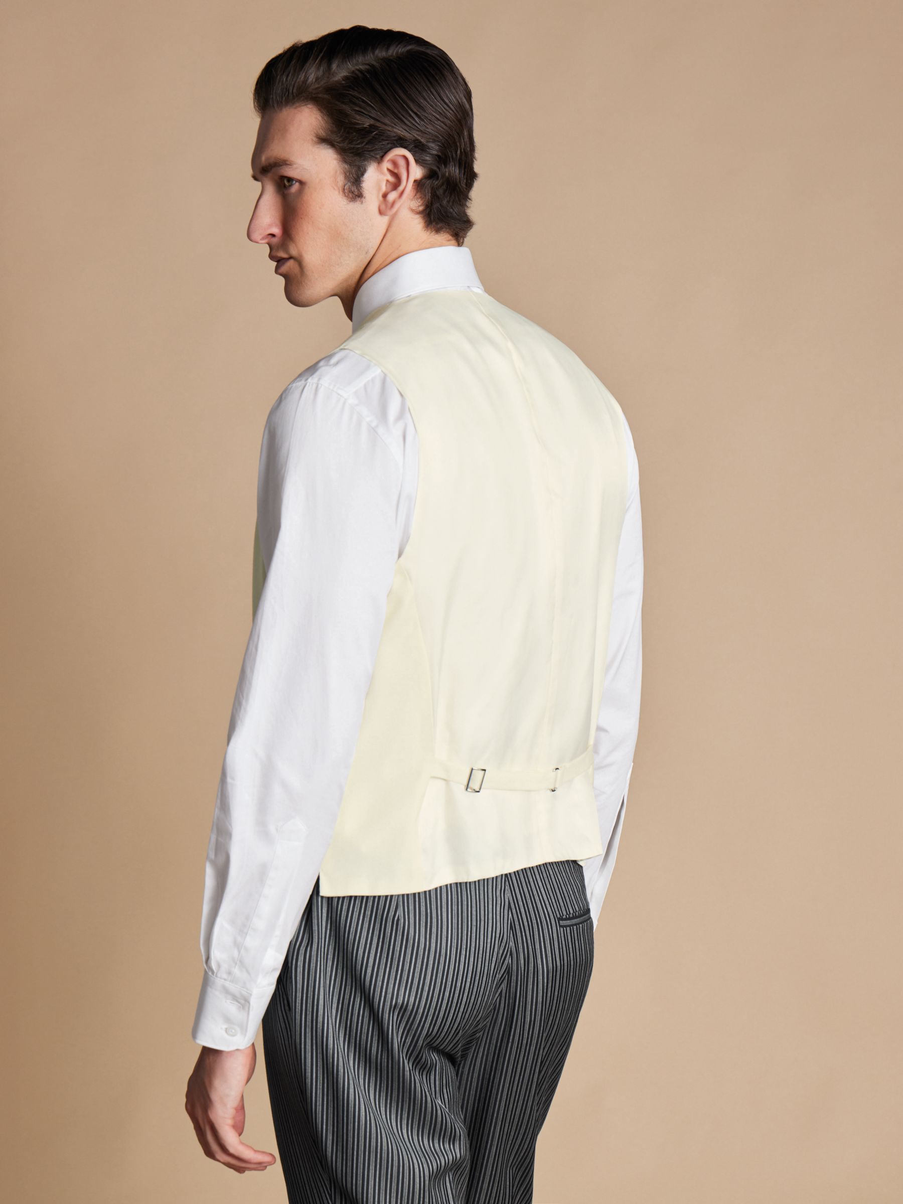 Charles Tyrwhitt Adjustable Slim Fit Morning Suit Wool Waistcoat, Cream, 36R