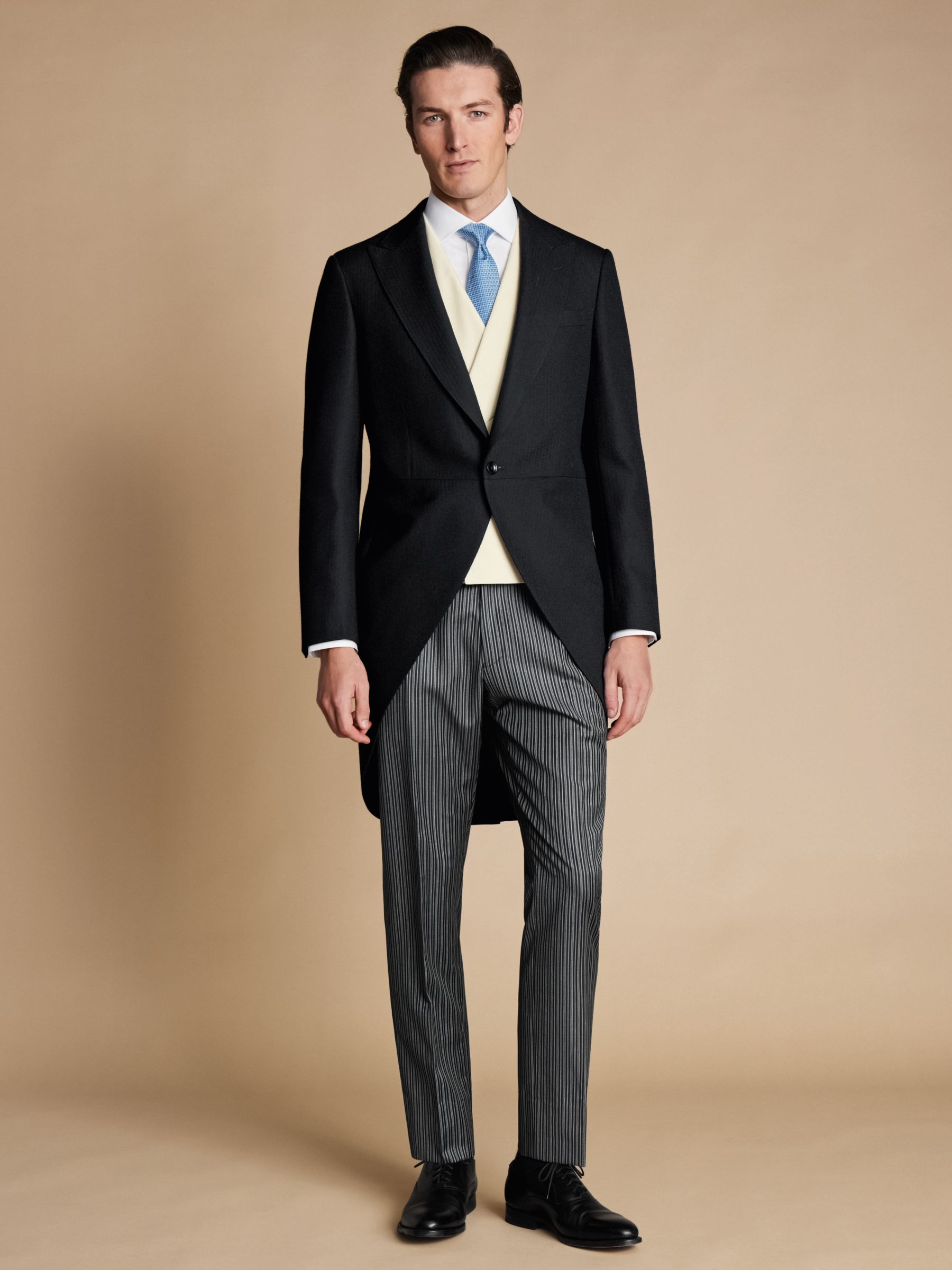 Charles Tyrwhitt Adjustable Slim Fit Morning Suit Wool Waistcoat, Cream, 36R
