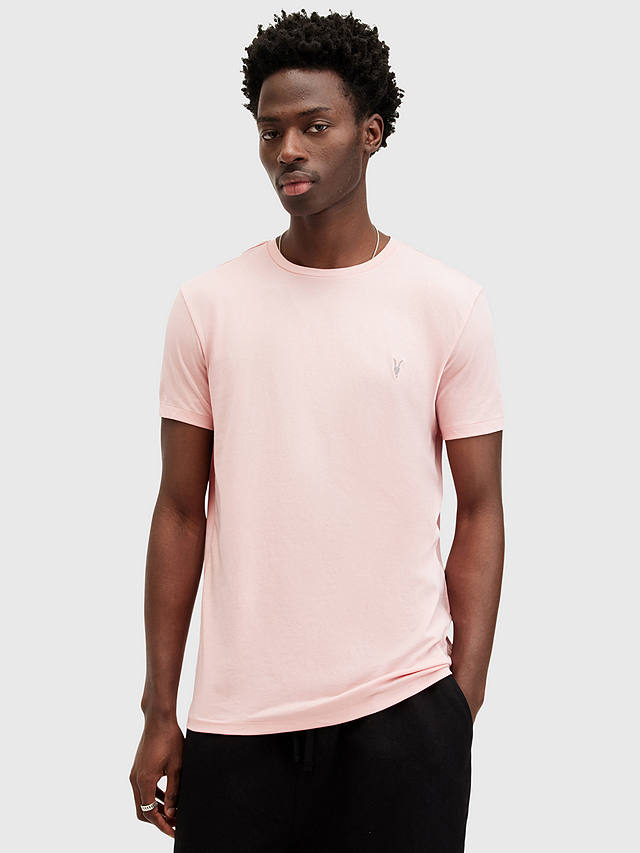 AllSaints Tonic Crew Neck T-Shirt, Pack of 3, White/Pink/Grey