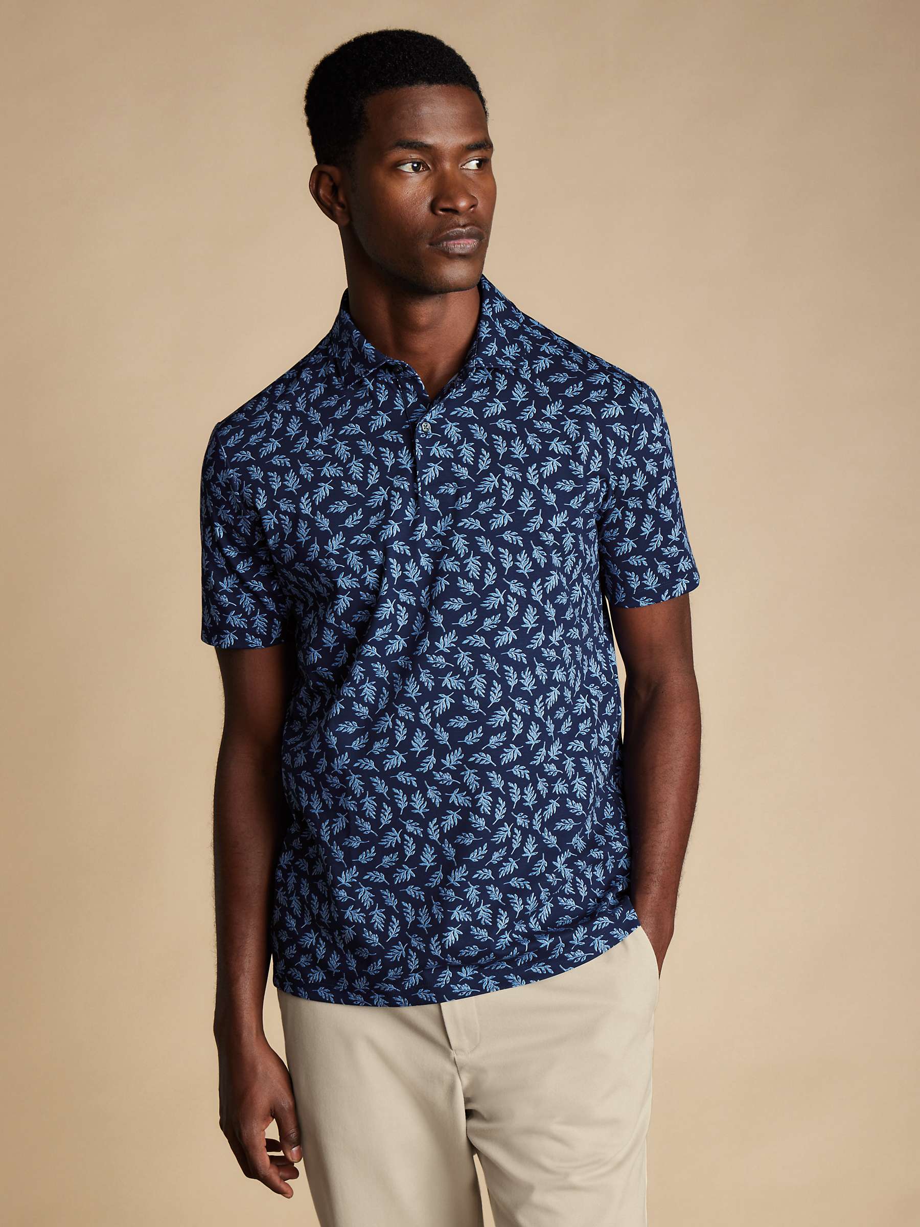 Buy Charles Tyrwhitt Floral Printed Short Sleeve Polo Shirt, French Blue Online at johnlewis.com