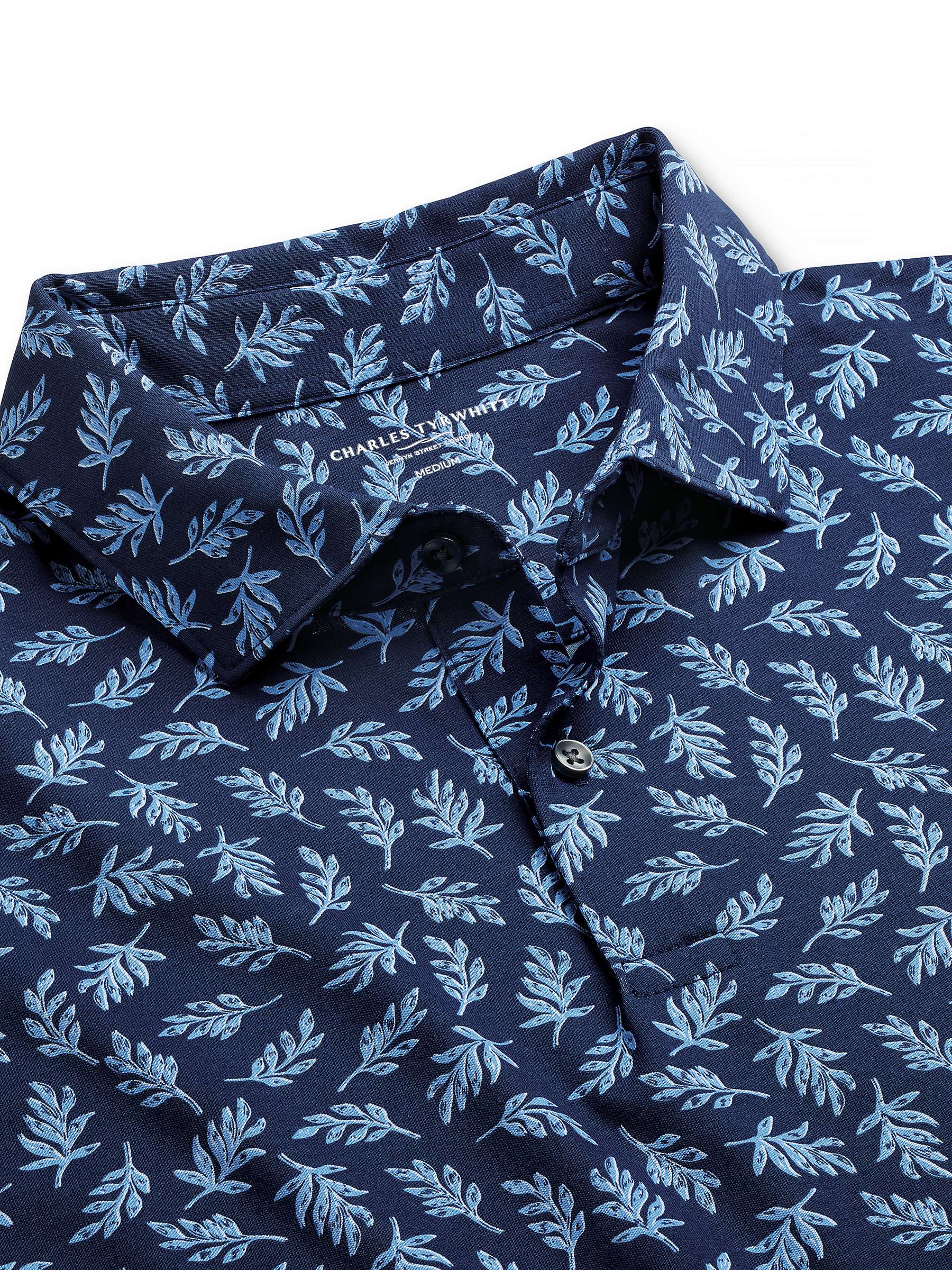 Buy Charles Tyrwhitt Floral Printed Short Sleeve Polo Shirt, French Blue Online at johnlewis.com
