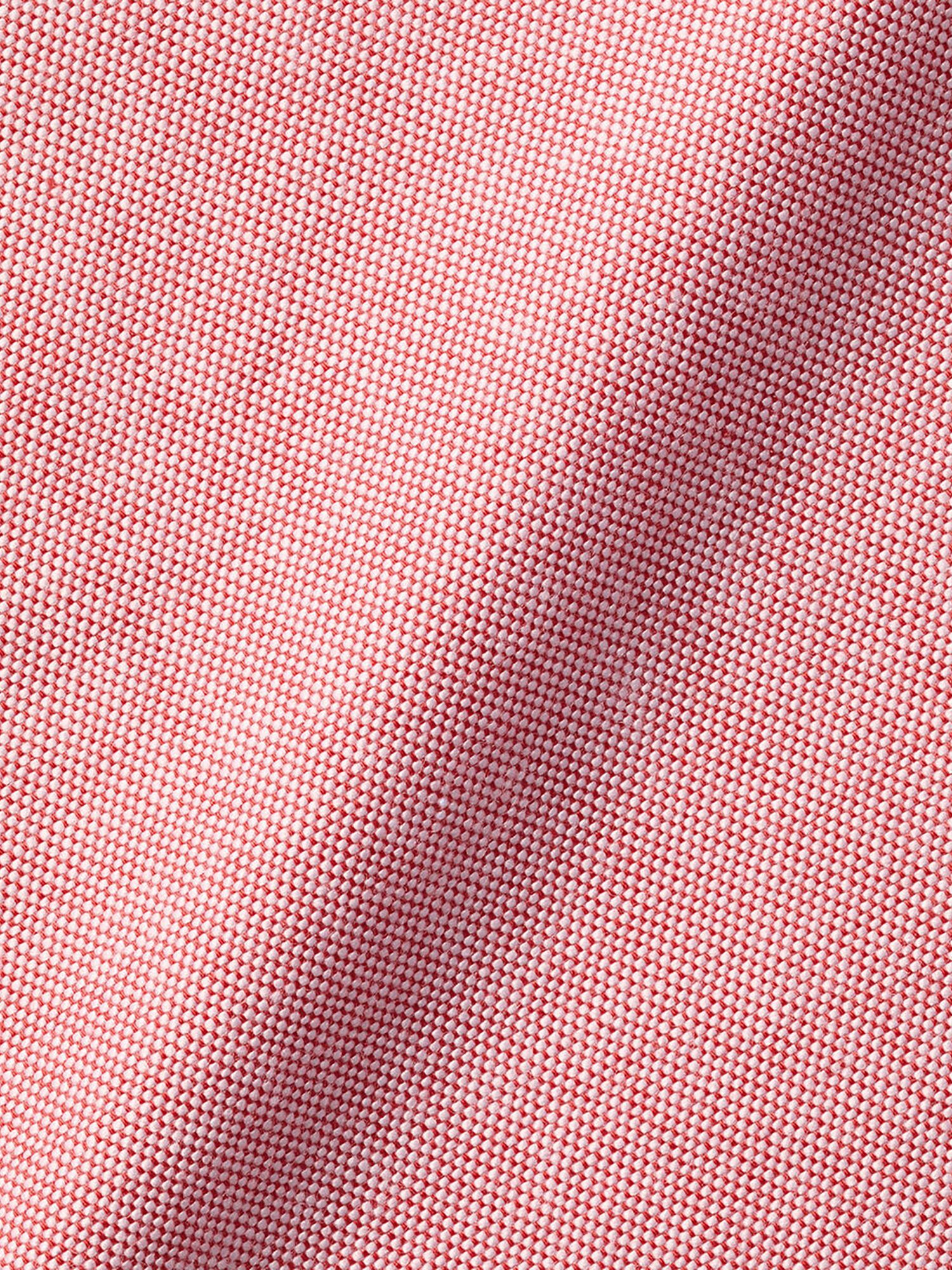 Charles Tyrwhitt Plain Short Sleeve Button Down Stretch Washed Oxford Shirt, Coral Pink, M
