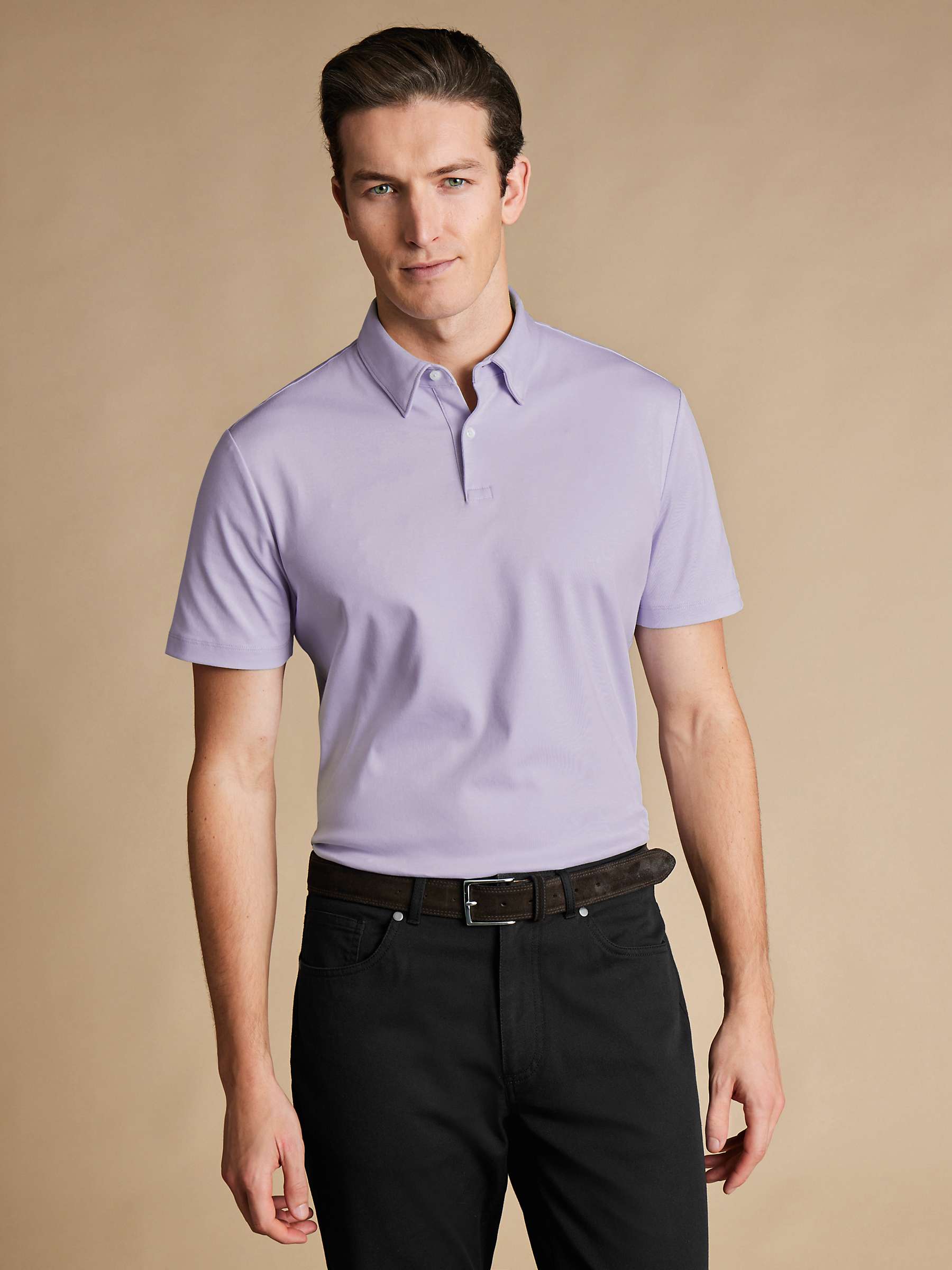 Buy Charles Tyrwhitt Jersey Short Sleeve Polo Shirt, Lilac Purple Online at johnlewis.com