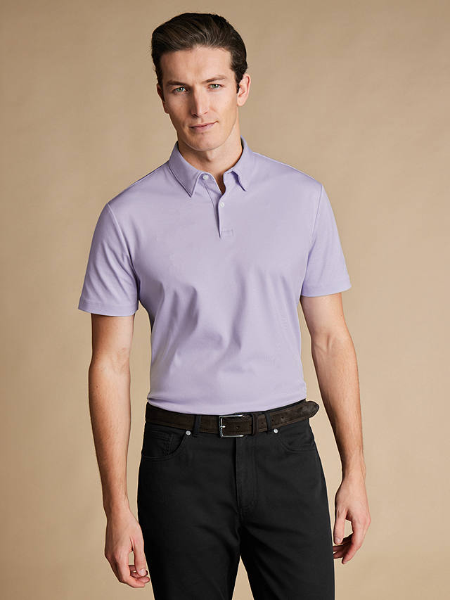 Charles Tyrwhitt Jersey Short Sleeve Polo Shirt, Lilac Purple