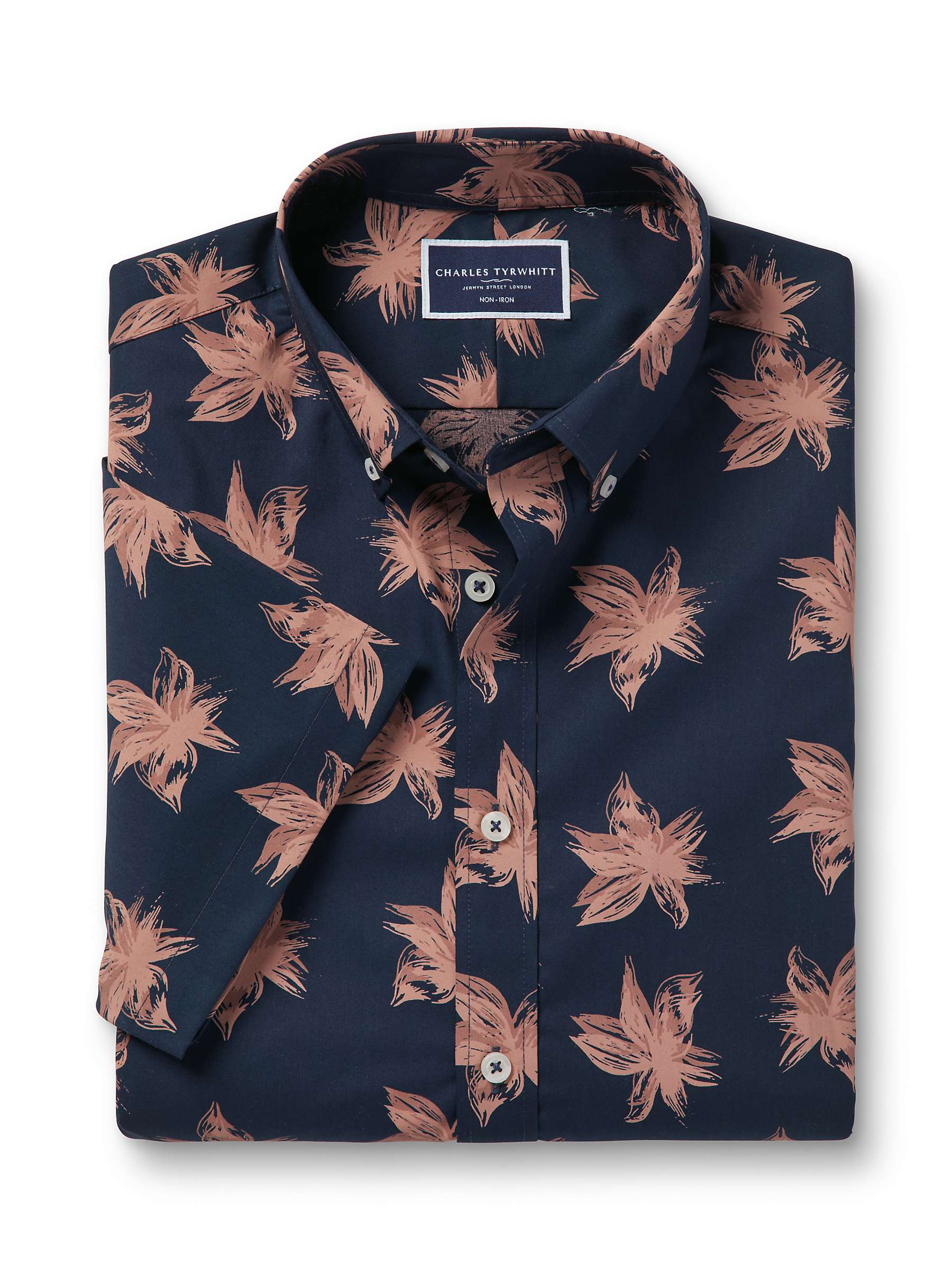 Buy Charles Tyrwhitt Large Floral Non-Iron Stretch Shirt, Navy Online at johnlewis.com