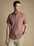Charles Tyrwhitt Non-Iron Stretch Short Sleeve Shirt, Light Coral Pink