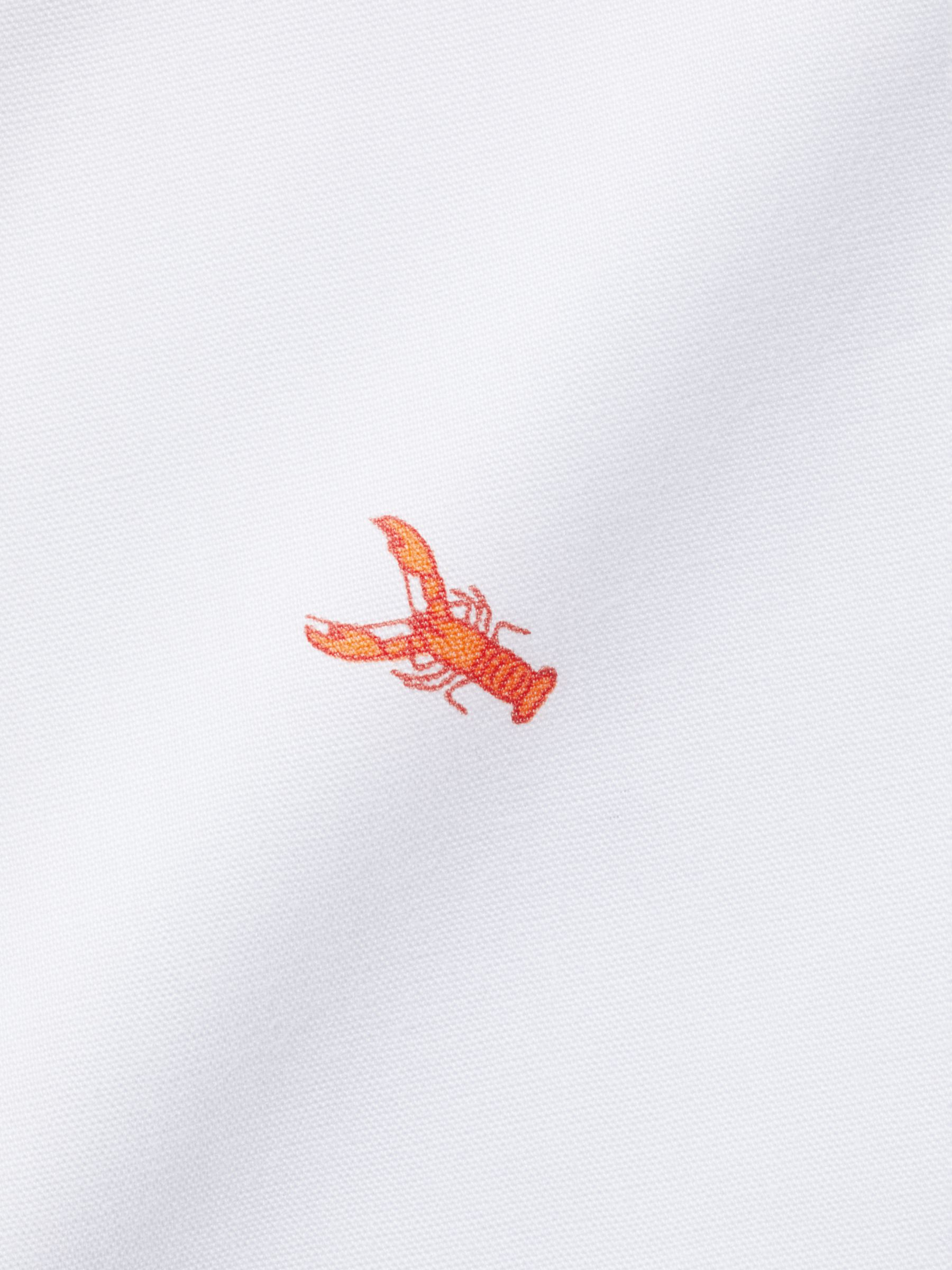 Charles Tyrwhitt Non-Iron Stretch Slim Fit Lobster Print Short Sleeve Shirt, White/Orange, M