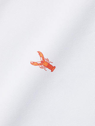 Charles Tyrwhitt Non-Iron Stretch Slim Fit Lobster Print Short Sleeve Shirt, White/Orange