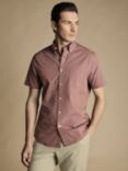 Charles Tyrwhitt Non-Iron Stretch Slim Fit Short Sleeve Shirt, Light Coral Pink