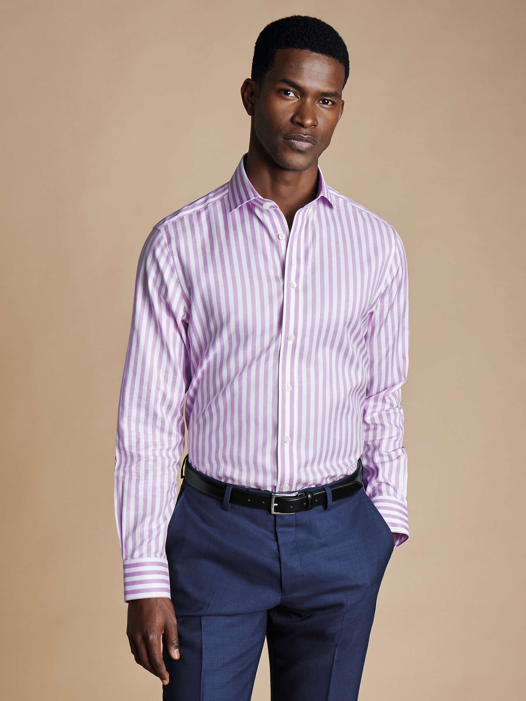 Buy Charles Tyrwhitt Non-Iron Long Sleeve Wide Stripe Shirt Online at johnlewis.com