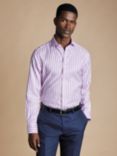 Charles Tyrwhitt Non-Iron Long Sleeve Wide Stripe Shirt, Lilac Purple