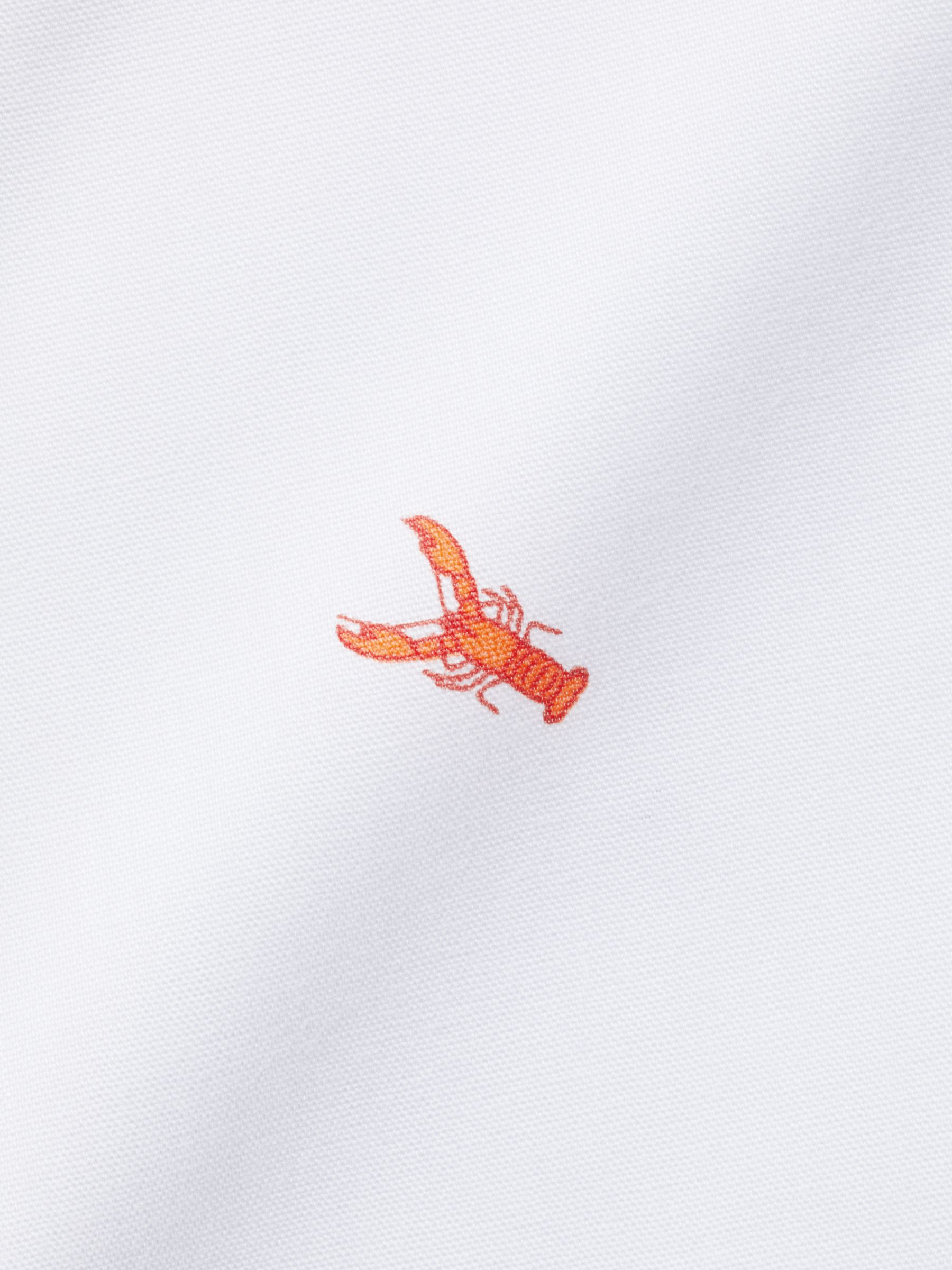 Charles Tyrwhitt Non-Iron Stretch Lobster Print Short Sleeve Shirt, White/Orange, XXL