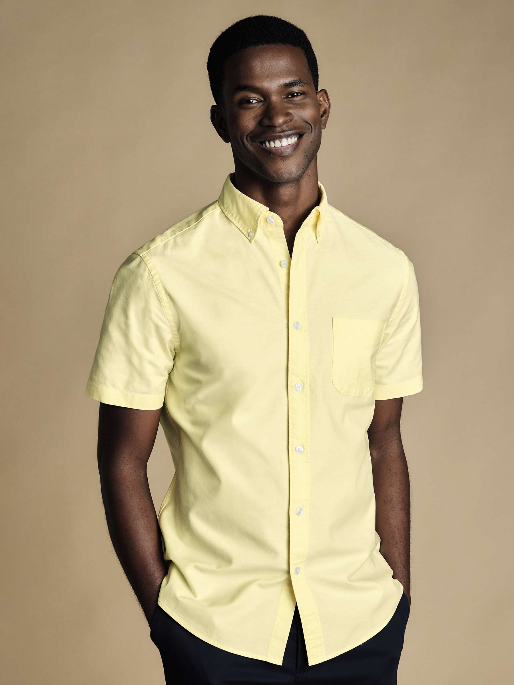Buy Charles Tyrwhitt Classic Fit Oxford Short Sleeve Shirt, Lemon Online at johnlewis.com