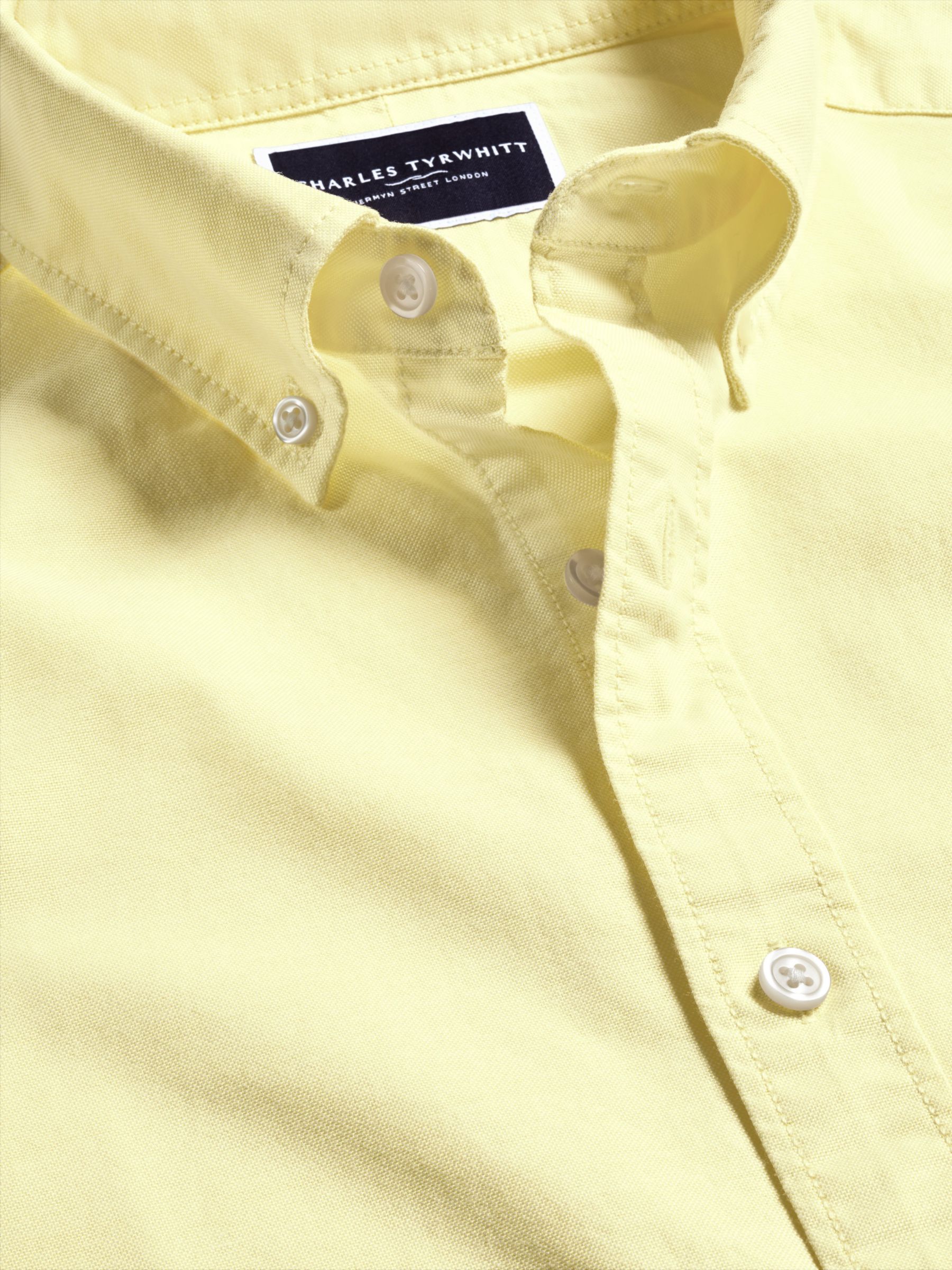 Charles Tyrwhitt Classic Fit Oxford Short Sleeve Shirt, Lemon, M