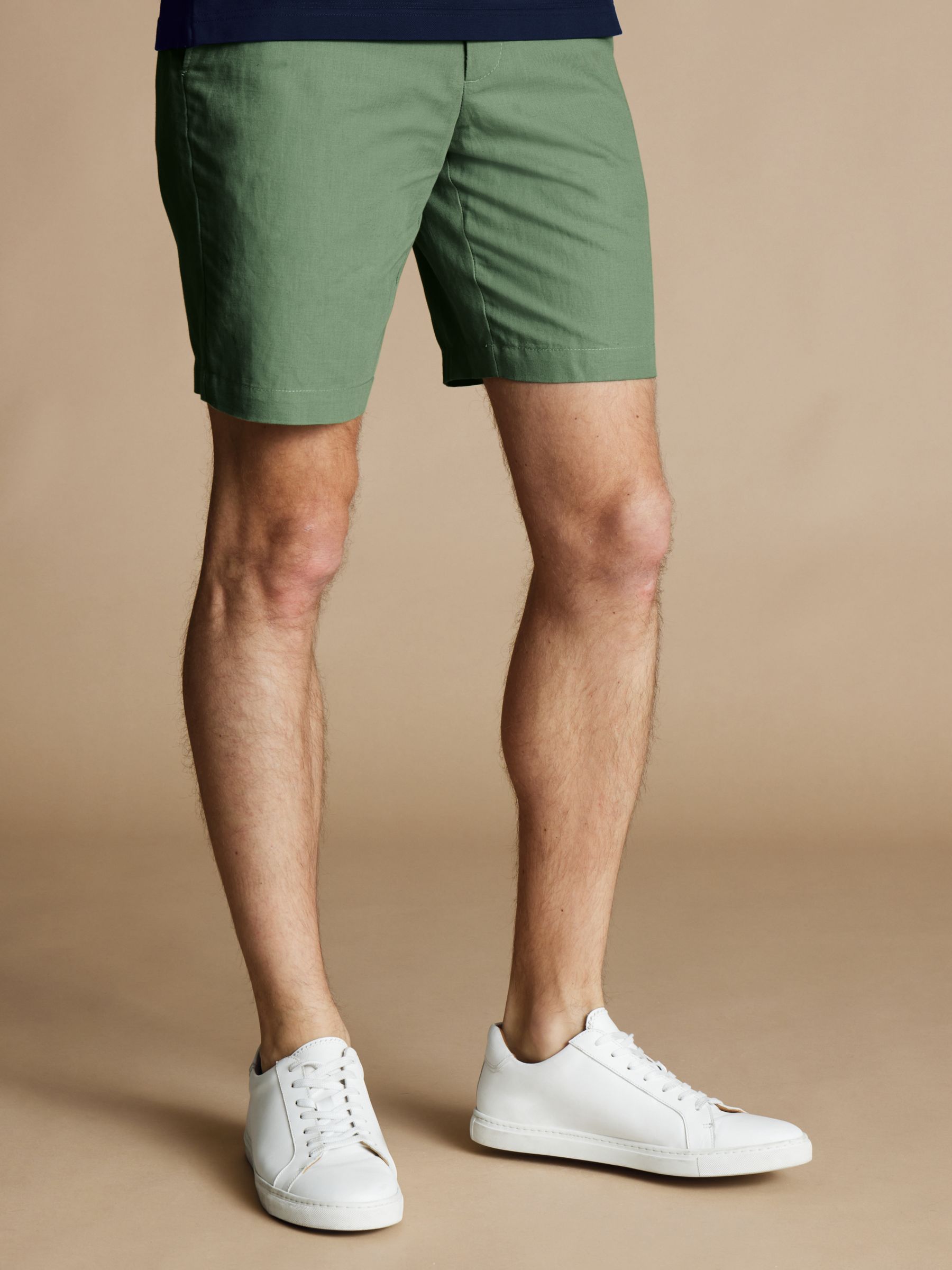 Charles Tyrwhitt Linen Blend Shorts, Light Green, 30