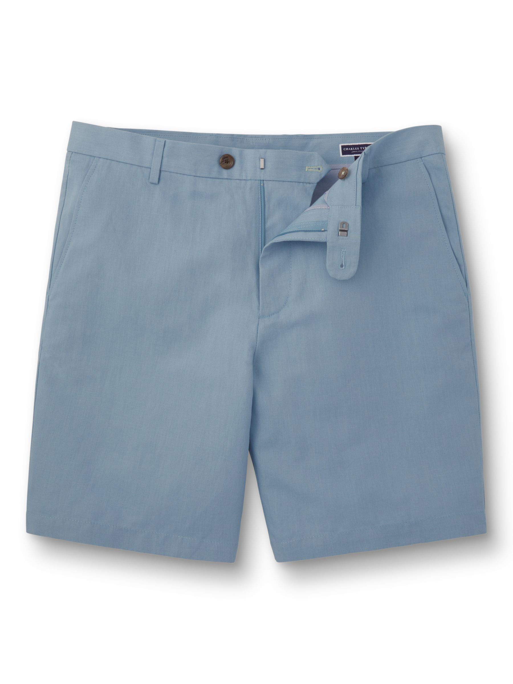 Charles Tyrwhitt Linen Blend Shorts, Mid Blue, 30